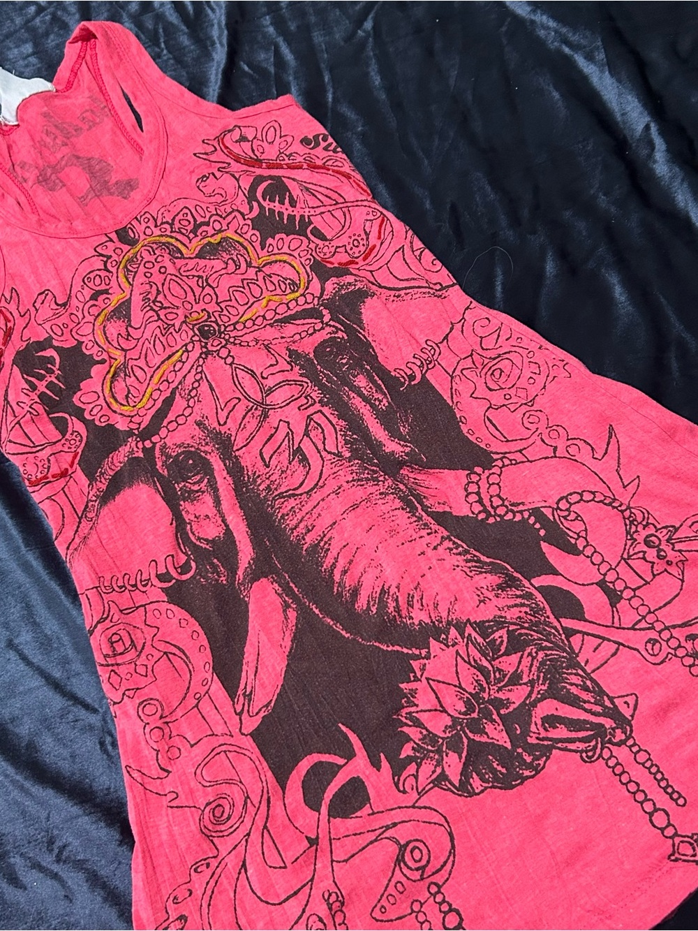 Pink Graphic Elephant Tank Top